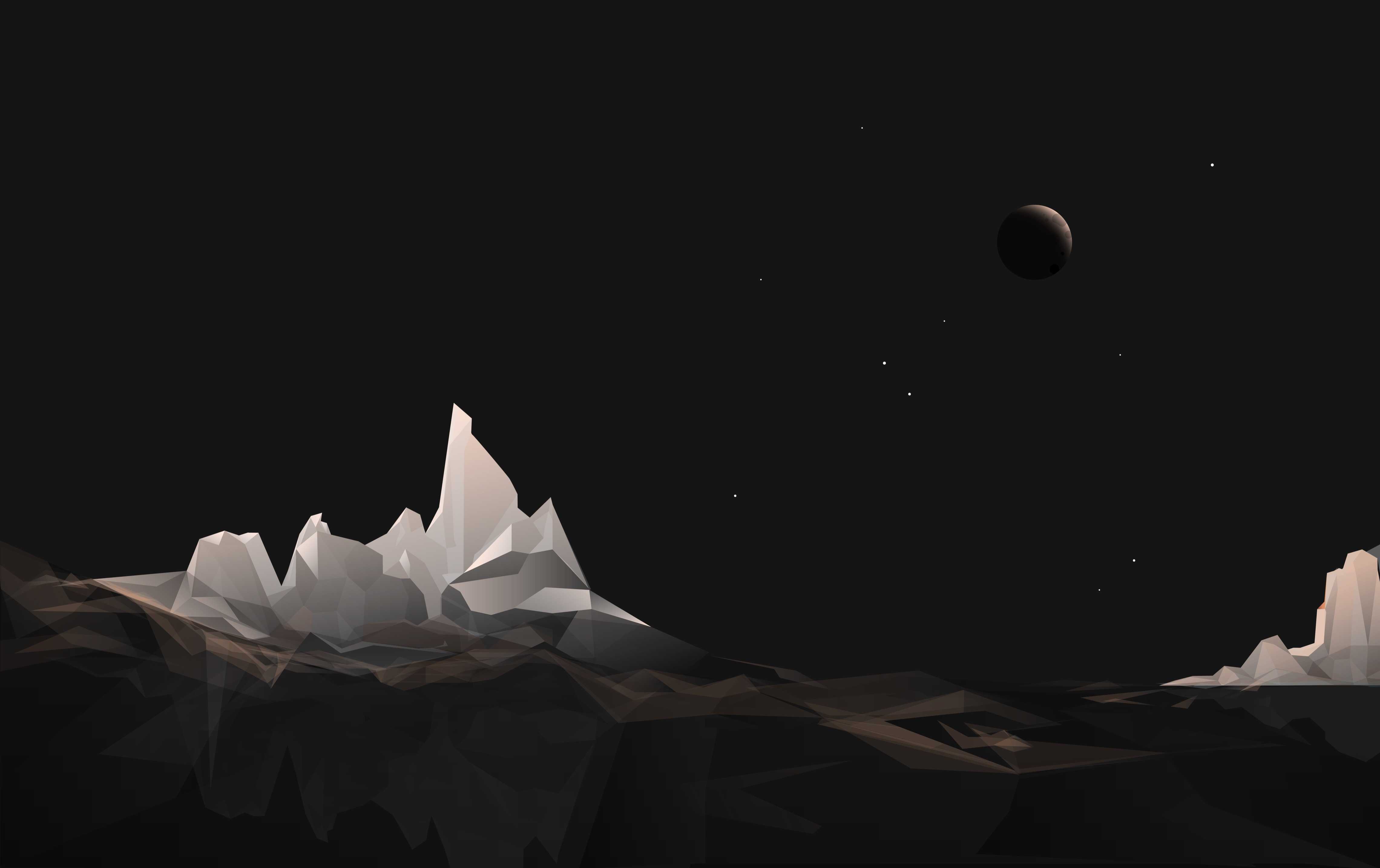 Montagne et lune la nuit