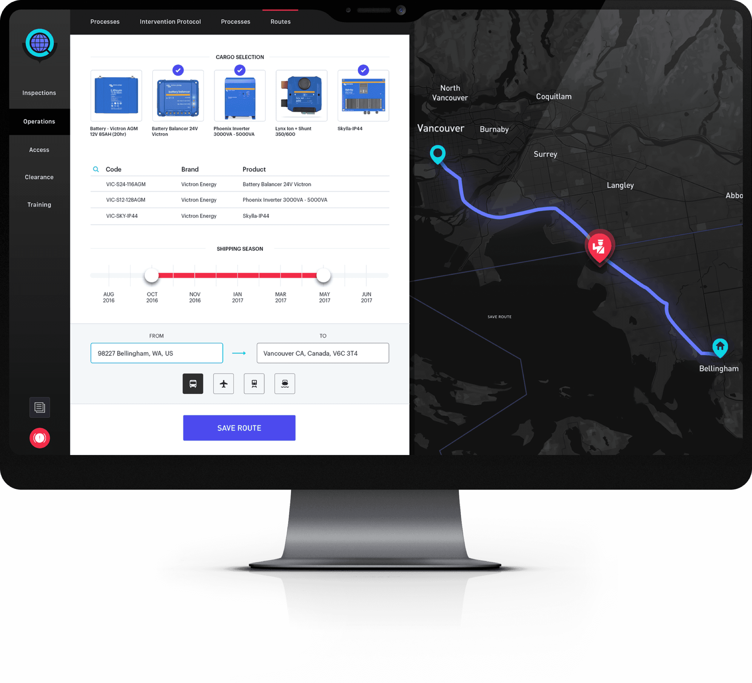 Expérience utilisateur et design UI pour configurer les itinéraires pour le transport de marchandises