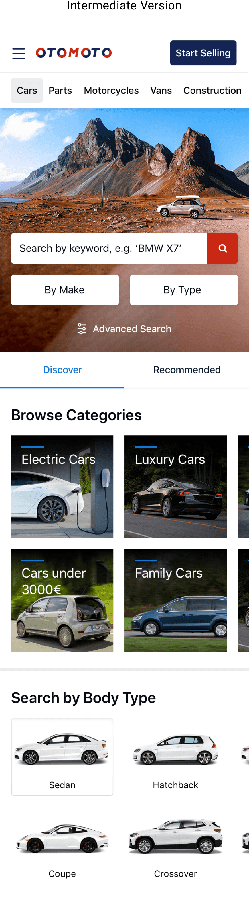 Conception d'une interface utilisateur pour une application mobile de recherche de voitures